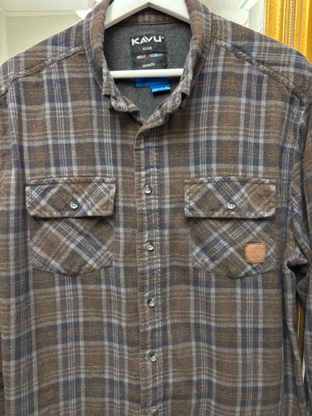 Men's KAVU Lorenzo Plaid Long-Sleeve Flannel Shirt, XL
